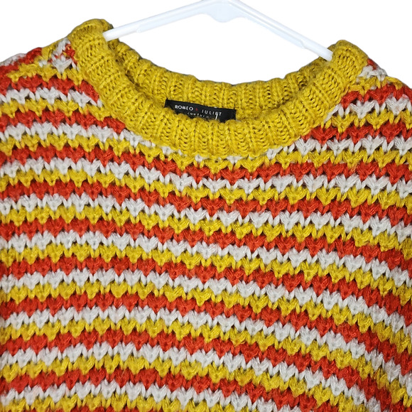 Romeo + Juliet Couture Sweater Striped Long Sleeve Small Chunky Knit Oversized - Picture 3 of 6